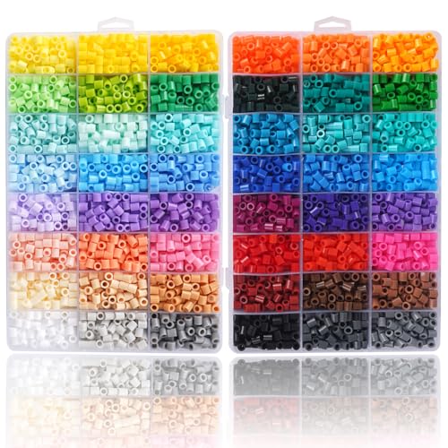 Artkal Fuse Beads 9600 Pieces Melty Beads in 48 Colors, 5mm Iron Beads Compatible Perler Beads Hama Beads for Art Crafts