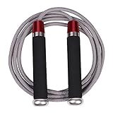 JAKAGO Weighted Jump Rope Adjustable Speed Rope Skipping with Memory Foam Handles for Men Women Children Pro Sports Boxing MMA Cardio Training (Red)