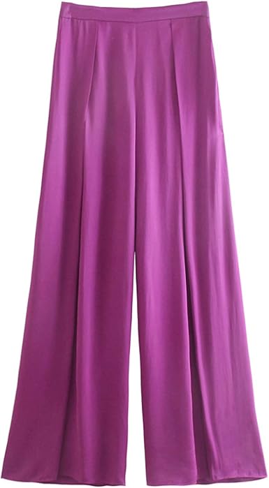 Wide Leg Trousers Side Zipper 