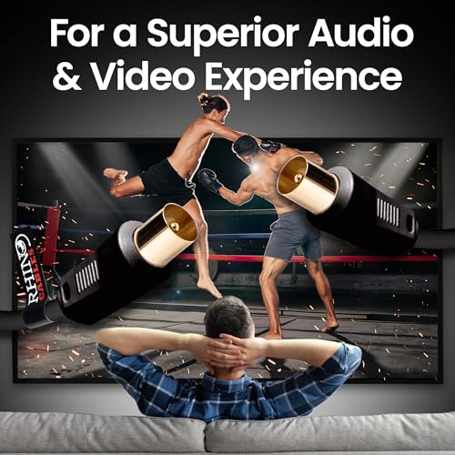 rhinocables Coaxial TV Aerial Cable with Gold-Plated Connectors | Male to Male RF Coax Lead with Female Adapter | Universally Compatible Fly Lead for HD/Standard TVs & Satellite Receivers (50cm,Black) - Image 4