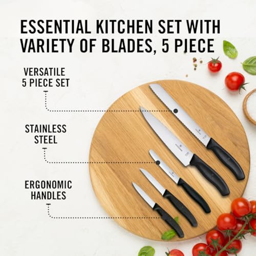 Victorinox Swiss Classic Küchengarnitur mit ergonomischem Griff und rostfreier Stahlklinge, 5-teilig