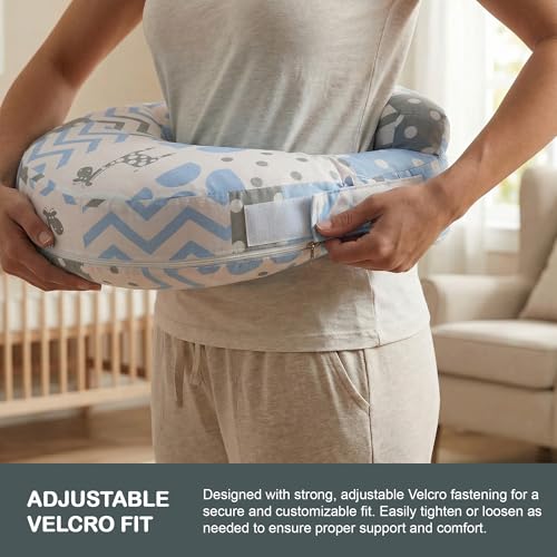 Image of BAYBEE Feeding Pillow for New Born Baby with Foldable Breastfeeding Cover | Ergonomic Feeding Cover for Nursing Mom with Adjustable Velcro | Nursing Pillow with Removable & Washable Covers (Blue)