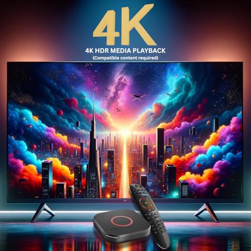 Image of Raxxio MAG544w3 TV Set-Top Box - 4K HDR TV Streaming Device with Amlogic S905Y4 Chipset, 1GB DDR4 RAM, 4GB Flash Memory, Dolby Digital Plus, Linux 4.9, Dual-Band WiFi, USB 2.0, HDMI Cable and Remote