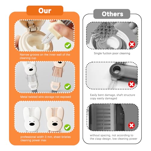 Image of Creative 3 in 1 Multifunctional Cleaning Brush, Multipurpose Bottle Gap Corner Cleaner Brush Magic Water Bottle Cup Lid Detail Cleaner Tools for Travel Water Bottle,Cups Crevice