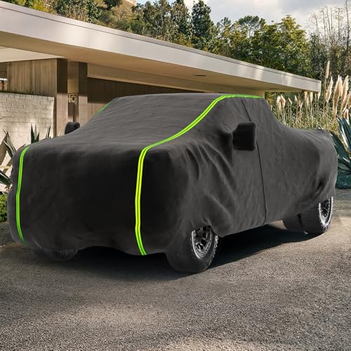 Image of 232 Inch Truck Cover Waterproof for Ford F-150 F-250 F-350 Ranger,Dodge Ram,Chevrolet Silverado Colorado,GMC Sierra Canyon,Toyota Tacoma Tundra,Black 300D Heavy Duty All-Weather Protection
