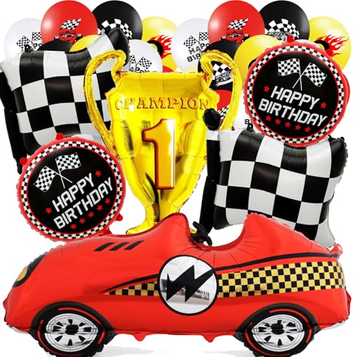 Födelsedagsballonger pojke, 22 st ballong bil födelsedagssats, 6 st XXL racerbil folieballong, födelsedag ballonger bil, dekoration födelsedag bil för biltema partydekorationer