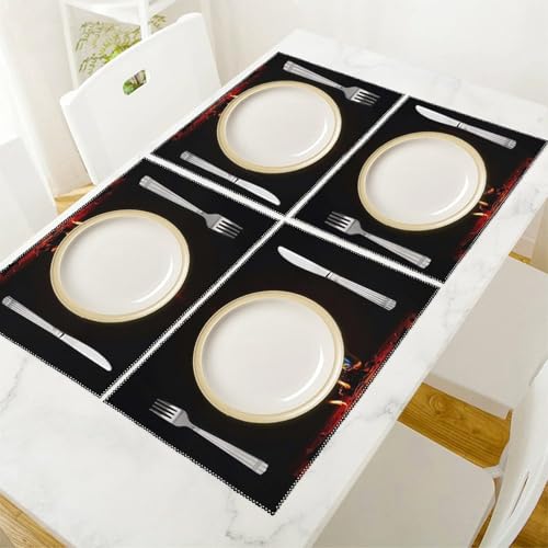 Sets de table en forme de flamme de haute qualité durable rouge vif - 6