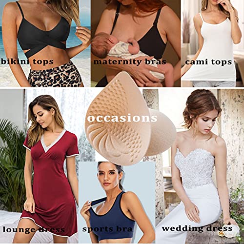 Prettywell Bra Pads Inserts, 2 Pairs Latex Bras Inserts For Sports Bras, Bra Cups Inserts For Bikini Tops (Beige, L.) #TOP6