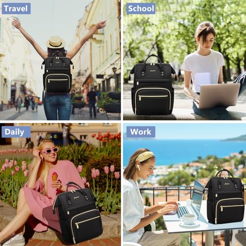 unknown Women Laptop Backpack Work Bag - Fits 15.6 inch with Laptop Compartment Waterproof Professional Fashion Travel Purse for College Nurse Business Computer Backpack の商品画像 6