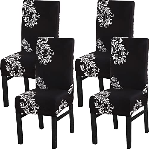 Yiaizhuo T0010-4HBYY Chair Covers For Dining Room Set Of 4 Pack Slipcovers High Back Chairs Cover Stretch Slipcover Black Wing cover