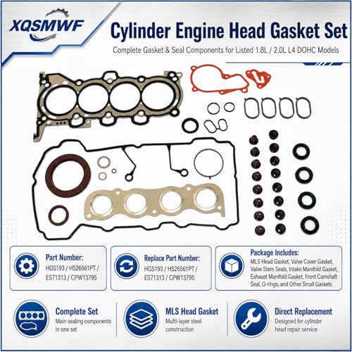 Image of XQSMWF Cylinder Engine Head Gasket Set Fit for Hyundai Elantra Coupe GT 2011-2020 Fit for Kia Forte Soul 1.8L /2.0L L4 2012 2013 2014 2015 2016 2017 2018# HGS193 HS26561PT ES71313 CPW13795