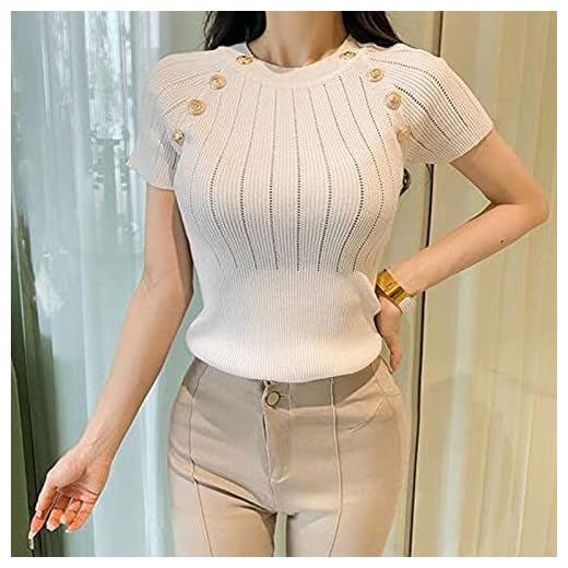 Is Silkskjorta Kortärmad T-shirt Kvinnor Sexig Hollow Western Style Blouse 2021 Sommar Koreanska Mode Damkläder (Color : White, Size : M)