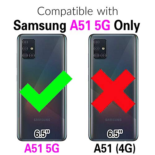 Asuwish Compatible with Samsung Galaxy A51 5G/A 51 5G UW Verizon Wallet Case Tempered Glass Screen Protector Card Holder Flip Wrist Strap Stand Cell Phone Cover for Glaxay 51A G5 Gaxaly S51 Grey