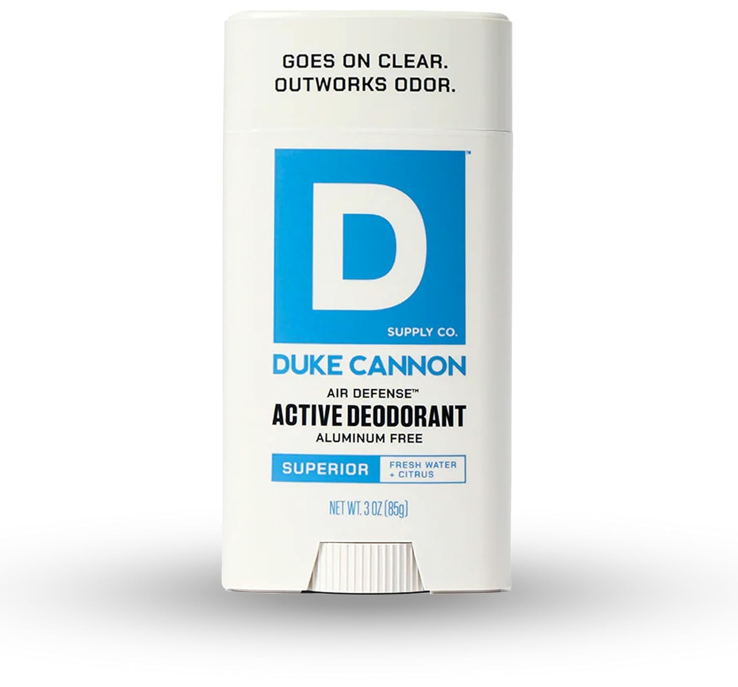 Duke Cannon Aluminum-Free Deodorant for Men - Air Defense, Fresh Water + Citrus, 3 oz – Long-Lasting, Clear Glide, Skin-Soothing Formula (Superior)