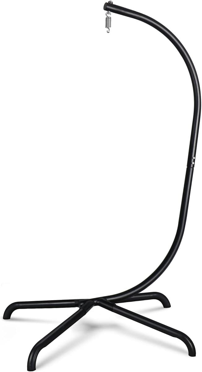 Chihee Hanging Egg Chair Stand,Strong Iron Hammock Chairs Frame with Spring Hook Stable Base,Heavy Duty Swing Chair Stands 330 lbs,C Stand for Hanging Seat Indoor Outdoor Bedroom Patio Garden Balcony