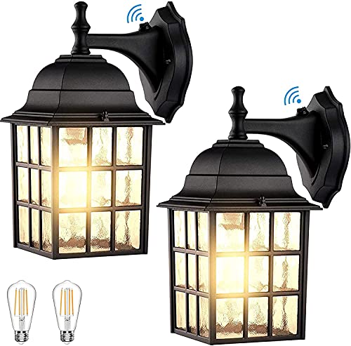 Ralbay Dusk to Dawn Led Outdoor Lighting 2 Pack, Bulbs Included, Matte Black Sensor Exterior Light Fixtures Wall Mount, Waterproof, Anti-Rust, Outdoor Lanterns for Front Porch, House, Entryway Garage