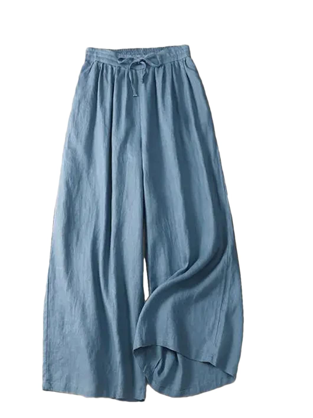 Pantaloni da donna Estate Solido Morbido Gamba Larga Cotone Lino Pantaloni Casual Allentati