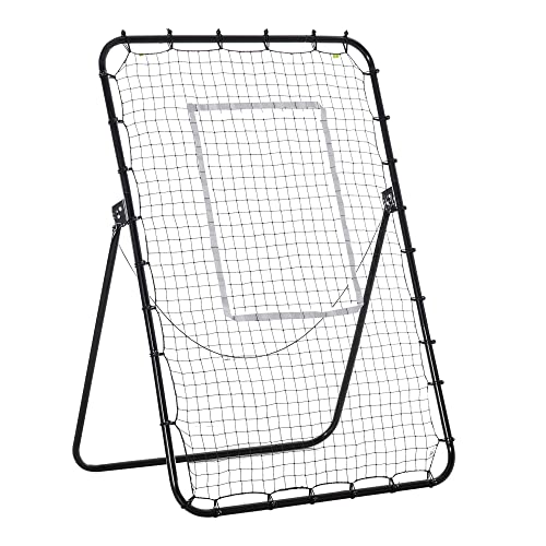HOMCOM Red de Rebote Plegable Reboteador de Metal con 4 Ángulos y Altura Ajustables para Entrenamiento de Fútbol Tenis Béisbol Deportes 123x73x178,5 cm Negro