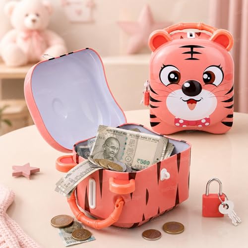 Image of Zest 4 Toyz Money Bank for Kids Metal Piggy Bank with Lock N Key Money Saving Box Gullak Money Box Coin Bank Kids Cash Box Return Gifts