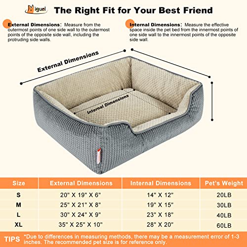 Miguel Medium Small Dog Bed With Washable Removable Cover - Rectangle Pet Bed For Indoor Cats With Bolster Soft Cuddle Bed For Puppies With Supportive Side Wall Slip-Resistant Bottom, Gray 25 Inches #TOP1