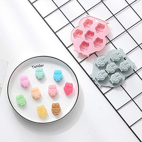 2 Pack Mini Chocolate Mold Owl Shape Silicone Mold For Candy Gummy Jello Ice Cube Crayon Melt Biscuits, Cake Decoration Soap Molds Silicone Baking Mold Making Kit, Lovely & Fun For Kids #TOP3