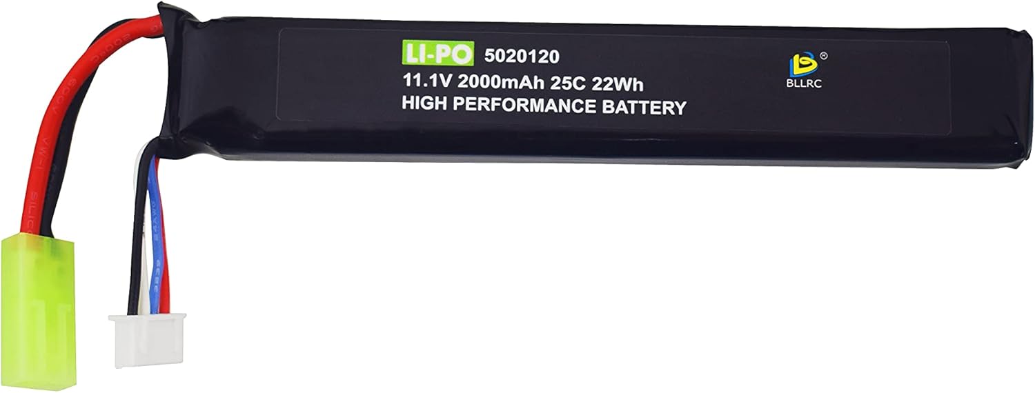 Fytoo 2PCS 3S 11.1V 2000mAh 5020120 Lithium Battery with mini Odamiya Connector, Suitable for M4, Crane Stock, M110, G36, M14, L85, AUG, G3, Upgrade Modification Toy Electric Gun Airsoft Rifle