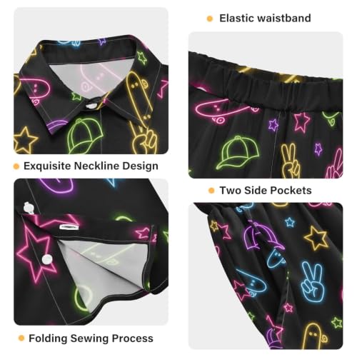 Image of 3T Toddler Boy Shorts Set Teal Hawaiian Button Down Shirts Summer Outfits for Little Boy