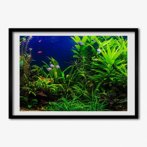 Cadre en bois moderne Tulup avec peinture poisson dans l'aquarium 70x50
