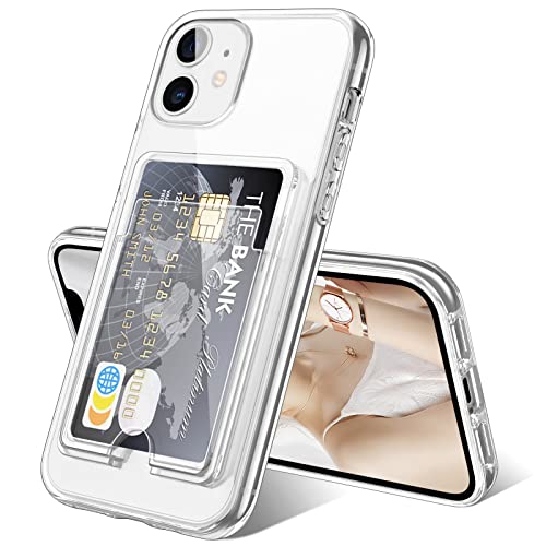 DUEDUE Coque iPhone 11, Transparente Crystal Clair, Porte-Cartes Elargie et Epaisse, Coque de Téléphone iPhone 11 Antichoc Solide, Silicone TPU+ Solide PC, Protection pour iPhone 11 Cover