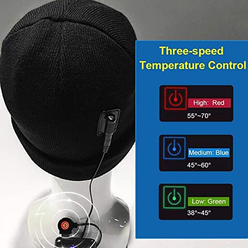 Yajun Chapéu de malha aquecido masculino feminino chapéu de esqui elétrico de inverno 3 níveis confi