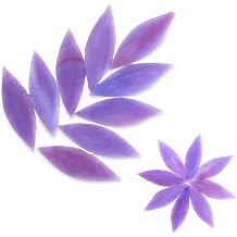80pcs/100g Petal Leaves Mixed Colors Shine Crystal Series Mosaic Tiles, Glass Mosaic Tiles Glitter Crystal Mosaic Perfect for Home Decoration Crafts, 1.1x2.5 cm Purple