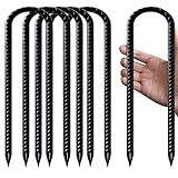 6個 12インチ/30cm 鉄筋グラウンドテントステーク 亜鉛メッキグラウンドアンカー テントペグ グラウンドアンカー グラウンドペグ テント釘 建物アンカー U字型 フェンス、テント、キャノピー、小屋、ブランコ、トランポリン用 U字型-黒
