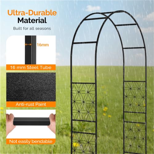 Bonnlo Arche de Jardin pour Rosier Treillis, Arche en Fer pour Plantes Grimpantes et Rosiers, Tonelle Jardin pour Mariages, Fêtes et Décorations Extérieures 230 x 220 x40cm,Style Boho