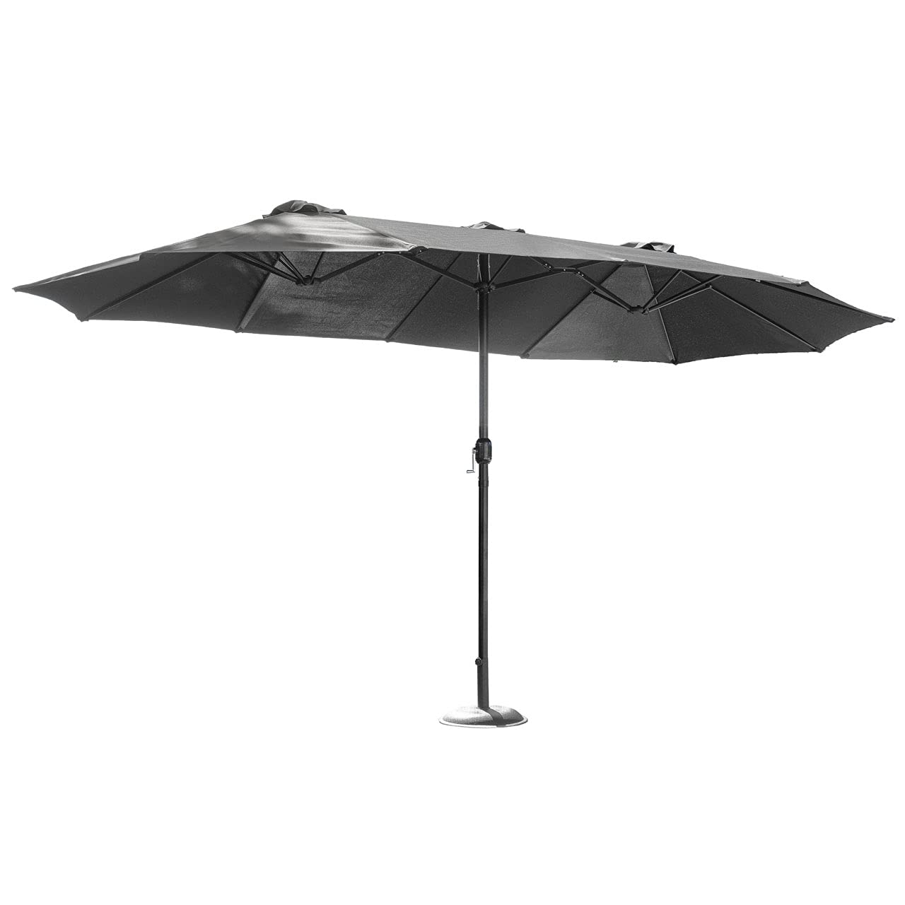 Harrier 4.6m Double-Sided Garden Parasols with Optional Cover & Base Weights - UV Protection & Easy Setup (Black, 3. Parasol + Base Frame (No Weights))