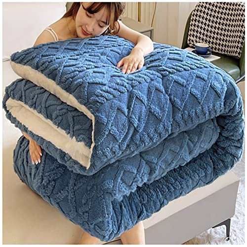 ZTGL Winter Quilt, 3-Layer Luxury Flannel Fleece Thick Bed Blanket, Super Warm Thickened Quilt, Soft Plush Velvet Blanket Double-Sided Quilt Heavy Warm for Winter,C,150x200cm/4kg