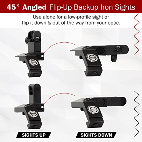 Dagger Defense -Combat Vet Owned Company- Flip Up Buis 45 Degree Picatinny Rail Mounted Backup Iron Sights. #TOP3