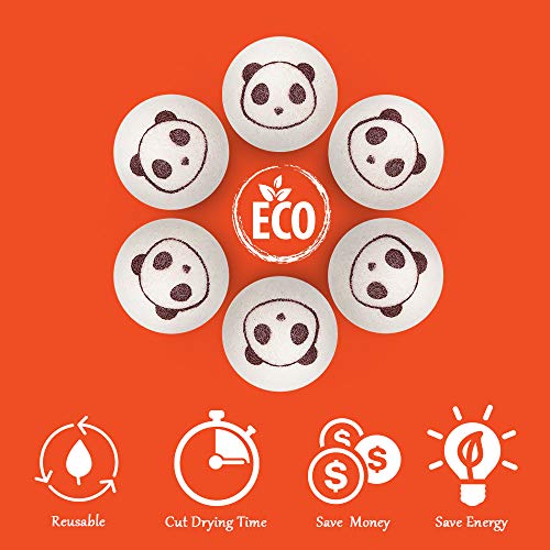 image for Wool Dryer Balls - Cute Panda - Reusable Premium Quality Organic Eco P