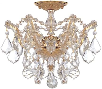 Maria Theresa 3 Light Hand Cut Crystal Gold Semi Flush Mount