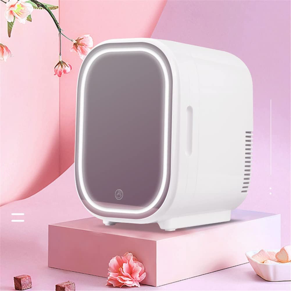 Mini Nevera portátil, Nevera para el Cuidado de la Piel de 8 l con Espejo LED, Enfriador y Calentador eléctrico, Nevera compacta de Maquillaje AC/DC para el Cuidado de la Piel, Alimentos