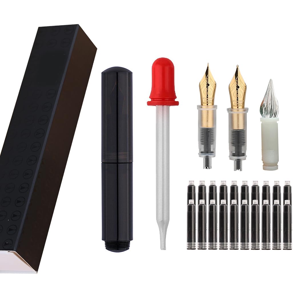 SIPLIV Majohn Wancai Mini Fountain Pen Pocket-Size Travel Pen Iridium Fine Nib Fountain Pen with 3 Pen Nibs