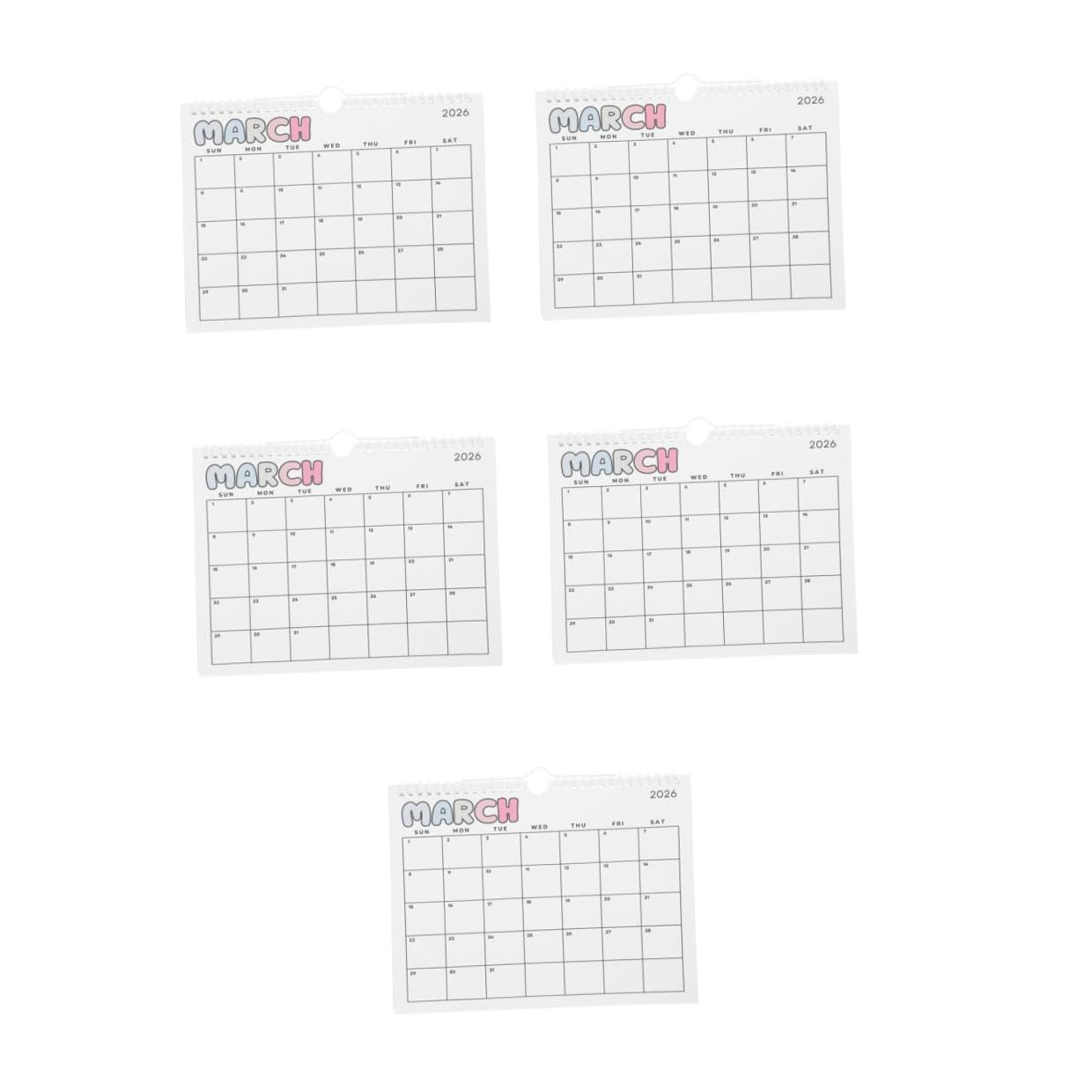 5 Stück Wandkalender 2026 Großer Monatskalender mit Spiralbindung Hängender Planer für Büro und Zuhause Papierkalender zur Termin und Jahresplanung