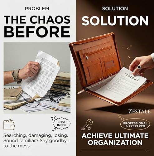 Image of ZesTale Professional Leatherette Material 2 Ring File Folders, Conference Folder| Certificate Document Folder | Certificates Folder | Leather folders for documents | Folders with 15 Leafs(200 Micron)