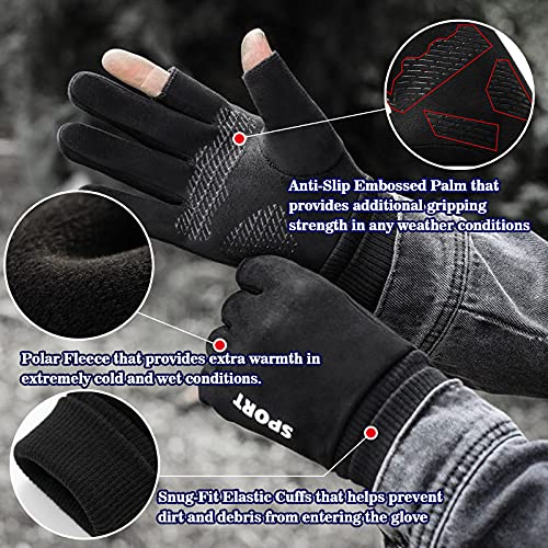 Lsama Winter Cycling Gloves, 2-Fingerless Cycling Gloves Sport Running Bike Gloves, Mountain Biking Fishing Hunting Gloves, Driving Golf Gloves For Men Women #TOP1
