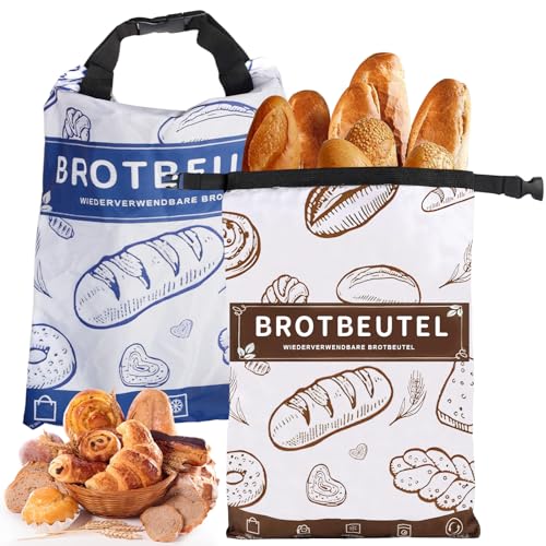 Jortmrd 2 Piezas Bolsas de Pan Reutilizables 42x32cm Almacenamiento de Pan Lavables Máquina Alimentos Forro Impermeable para Congelación Panadería Casera Masa Madre Baguettes Doble Capa Reciclado