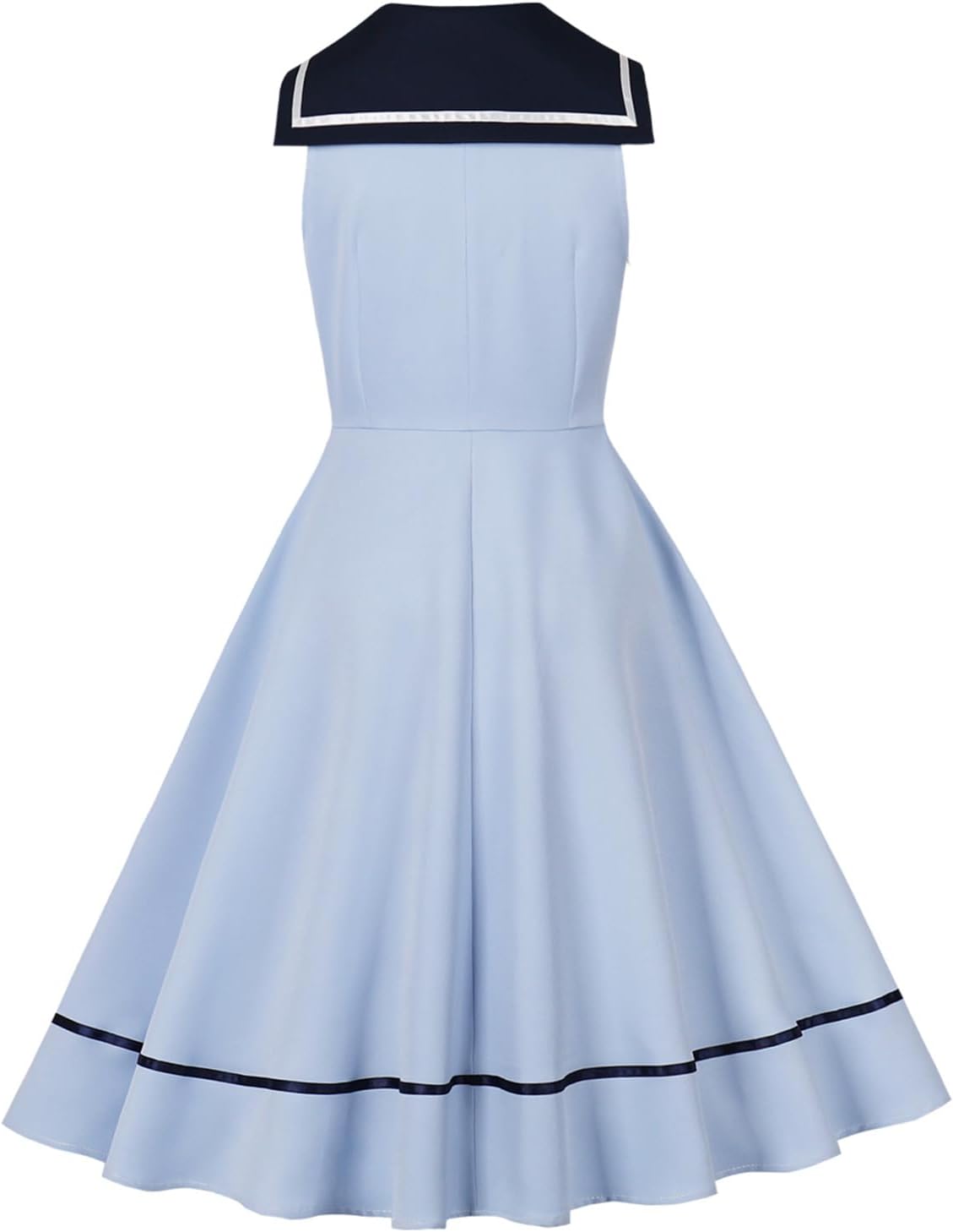 ODIZLI Women's 1950s Retro Dress Sleeveless Swing Midi Dress Cocktail Rockabilly Dresses Nautical Outfits for Women
