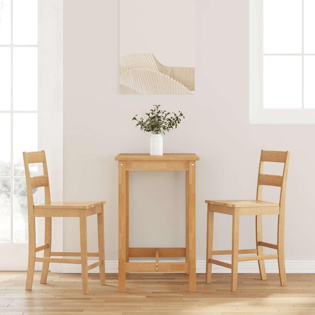 vidaXL Tabourets de Bar 2 pcs Naturel Bois Massif d'hévéa