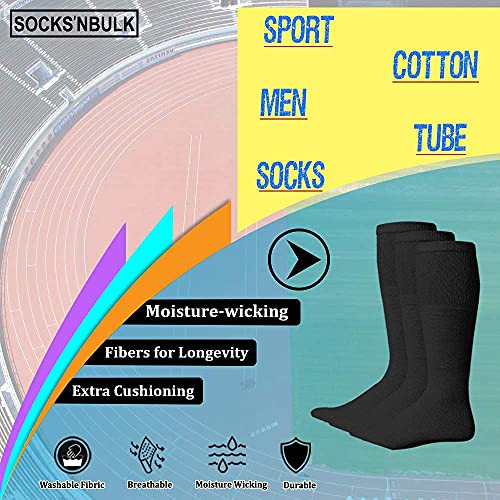 SOCKS'NBULK 60 Pairs Wholesale Bulk Sport Cotton Mens Crew, Ankle, Tube Socks, 10-13 (Mens Black Tube)3