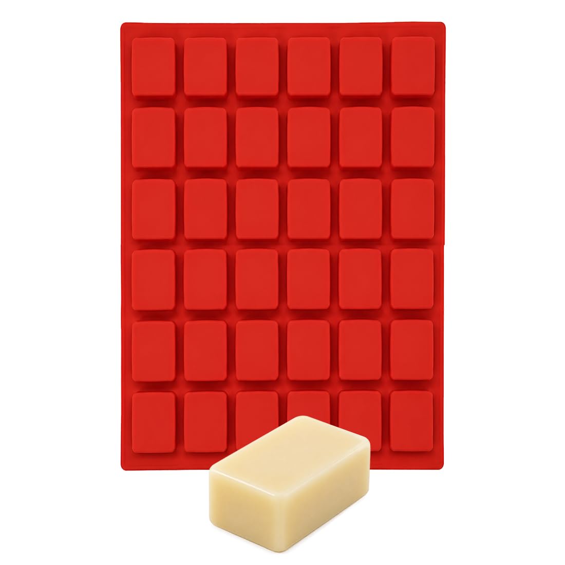 36 Cavity Rectangle Silicone Soap Mould | Food Grade Flexible Non-Stick Reusable Mold for Mini Soap Bars, Wax Melts, Lotion Bars, Chocolate, Candy, Resin & DIY Craft Making-image-11