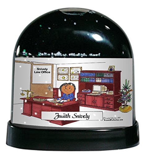 Personalized Friendly Folks Cartoon Caricature Snow Globe Gift: Lawyer - Female Great For Attorney, Legal Representative, Legal Aid, Legal Assistant, Paralegal, Judge, District Attorney #TOP3