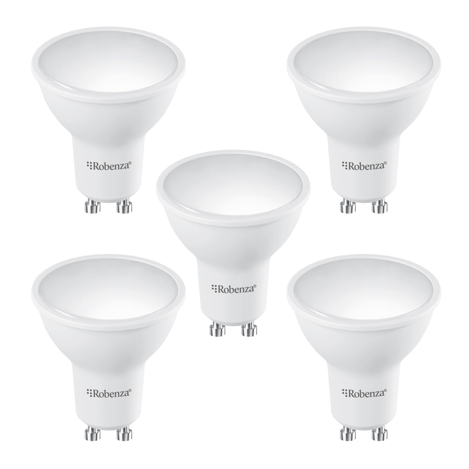 Robenza GU10 LED Bulb 5.5W, 500lm, Daylight 6500K, 110ยฐ Wide Beam Non-Dimmable Spotlight Bulb, 40W Equivalent Brightness, Energy Efficient GU10 LED for Ceiling Light Bulb - Pack of 5 โ image 1